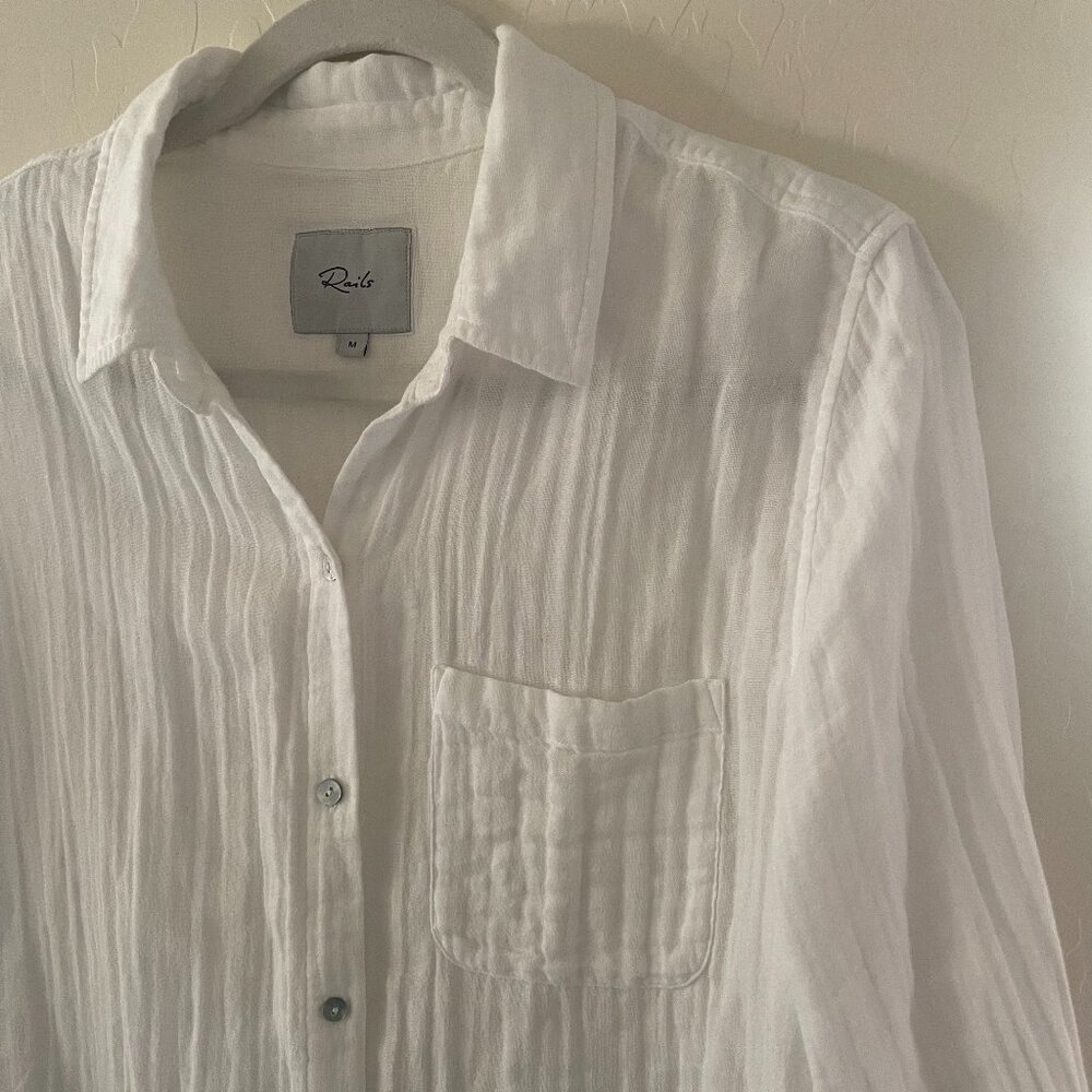 Womens Rails White Cotton Button Down Size M.